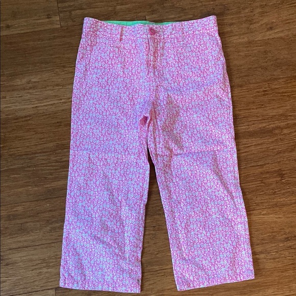 Lilly Pulitzer Pink Floral Capri - girls - size 8 - adjustable waist - like new - Picture 1 of 6